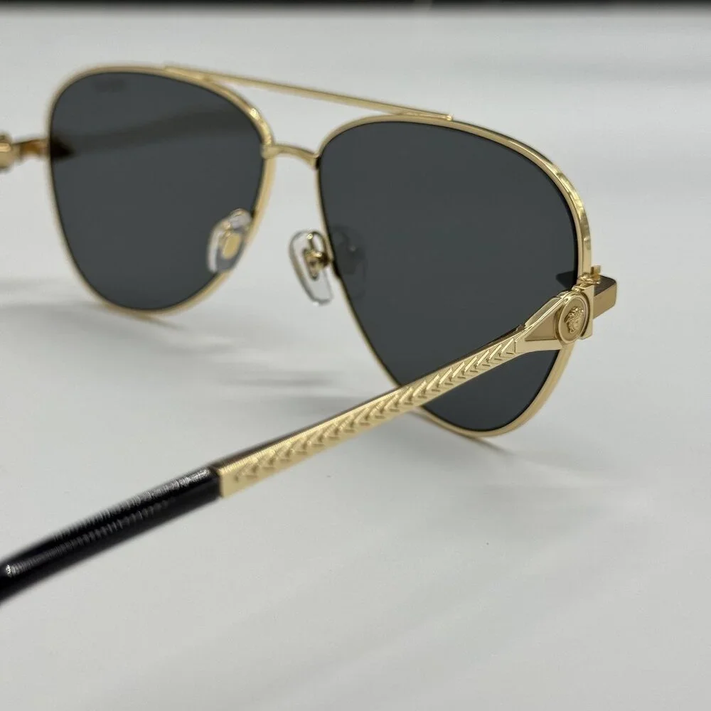NEW VERSACE VE2283 1002/87 GOLD GREY UNISEX SUNGLASSES VERSACE VE2283 100287